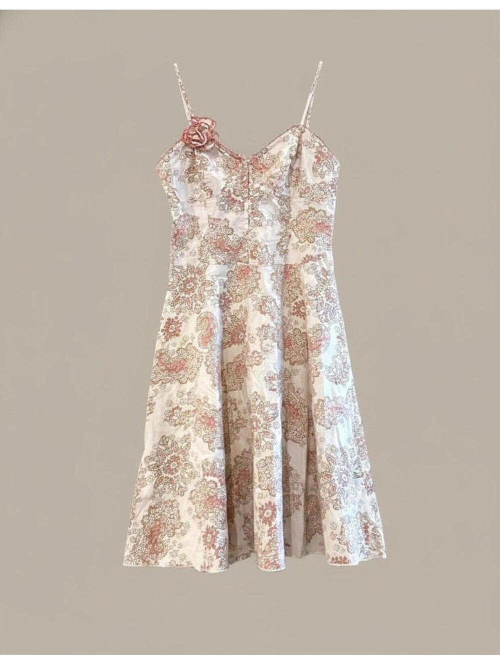 Vintage Zinc Juniors Sleeveless Cottagecore Floral Cotton Dress Pink